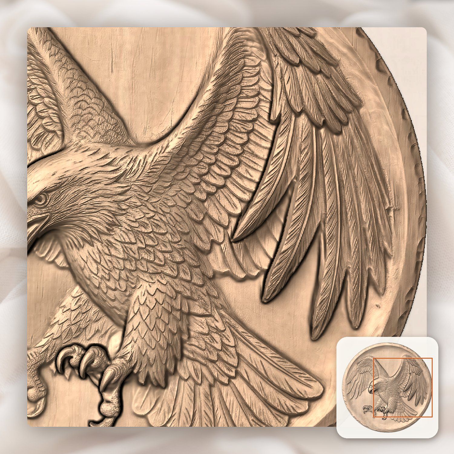Landing Bald Eagle Power CNC Relief STL bas-relief STL — view 8