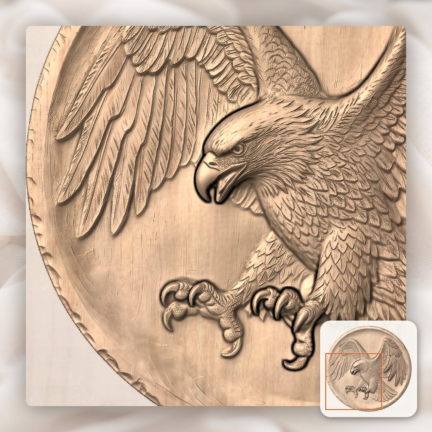 Landing Bald Eagle Power CNC Relief STL bas-relief STL — view 9
