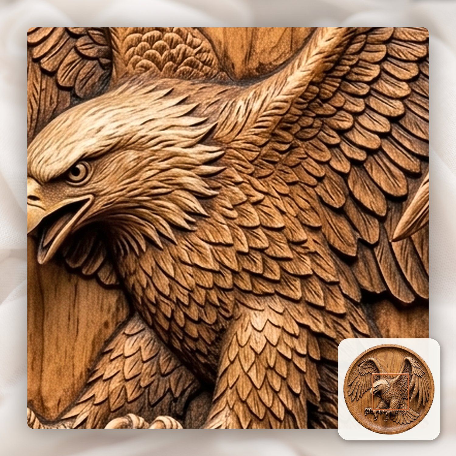 Landing Bald Eagle Power CNC Relief STL bas-relief STL — view 10