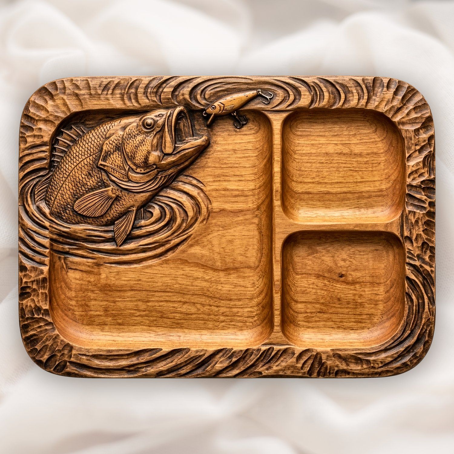 Largemouth Bass Fishing Lure Valet Tray CNC Relief STL bas-relief STL — view 11