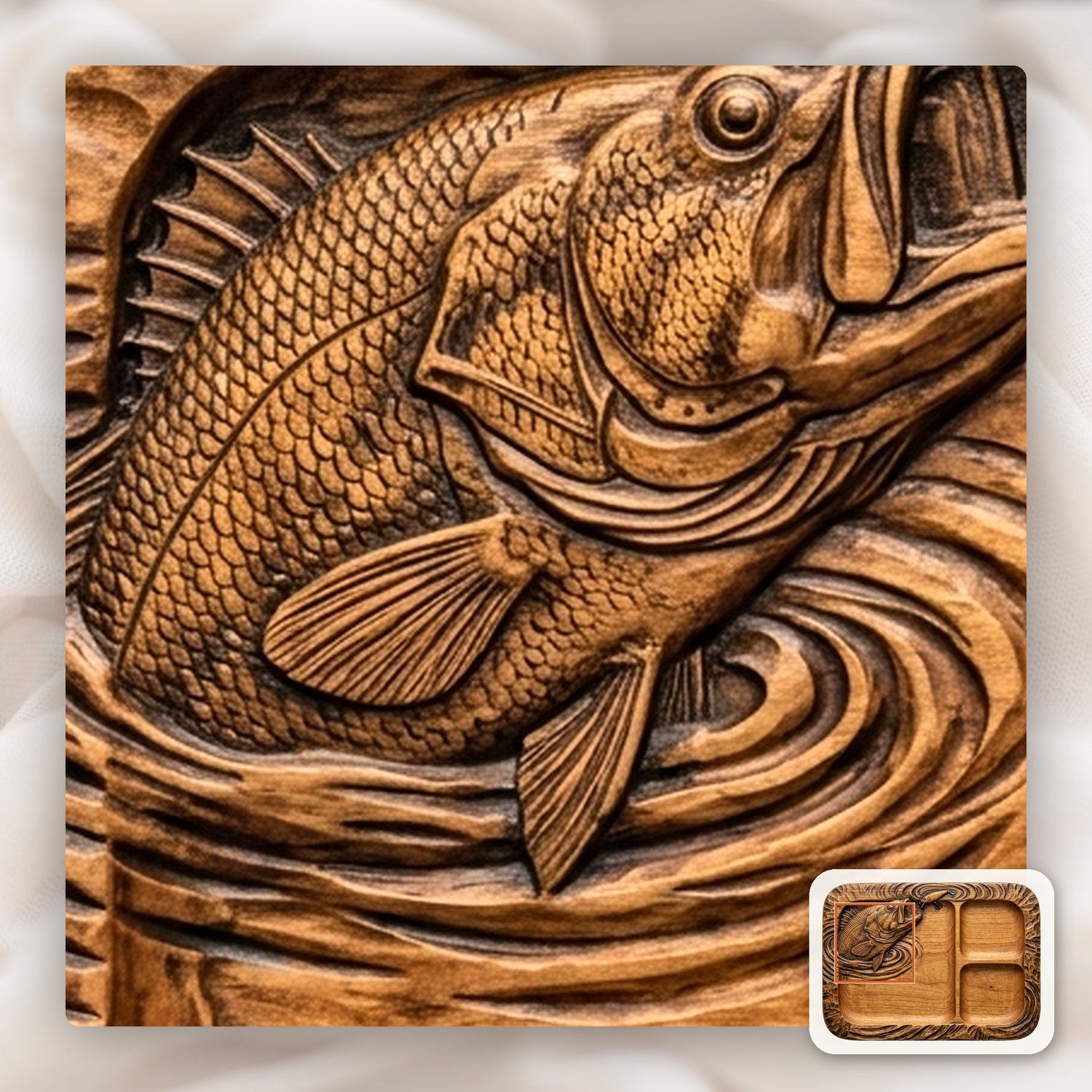 Largemouth Bass Fishing Lure Valet Tray CNC Relief STL bas-relief STL — view 12