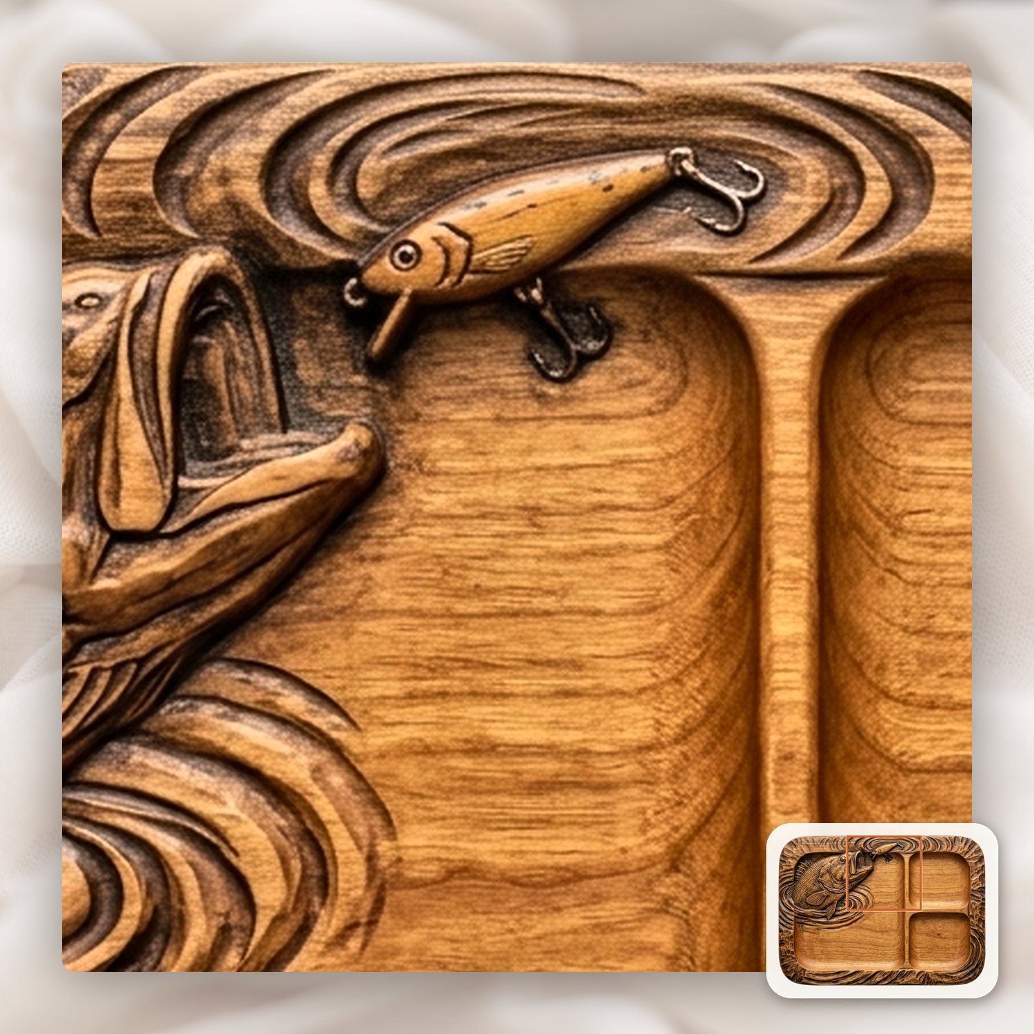 Largemouth Bass Fishing Lure Valet Tray CNC Relief STL bas-relief STL — view 13