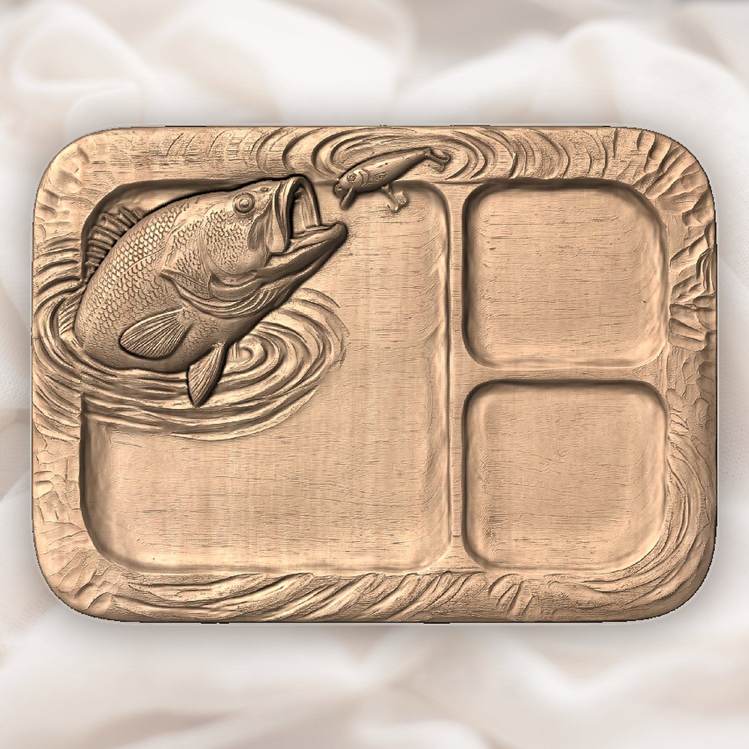 Largemouth Bass Fishing Lure Valet Tray CNC Relief STL bas-relief STL — view 4