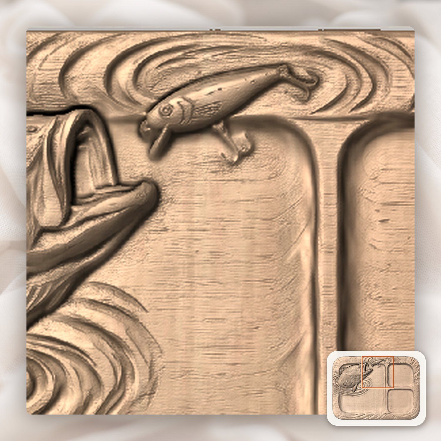 Largemouth Bass Fishing Lure Valet Tray CNC Relief STL bas-relief STL — view 8