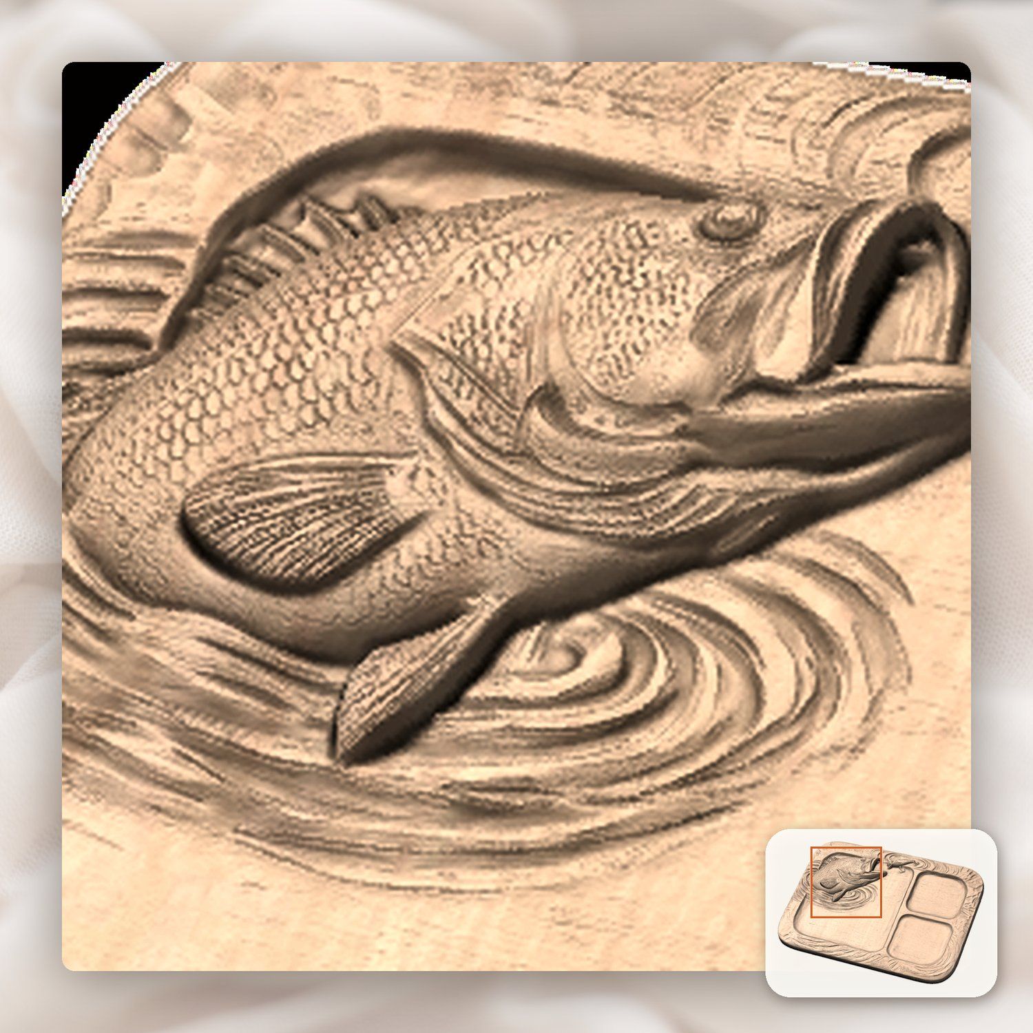 Largemouth Bass Fishing Lure Valet Tray CNC Relief STL bas-relief STL — view 9