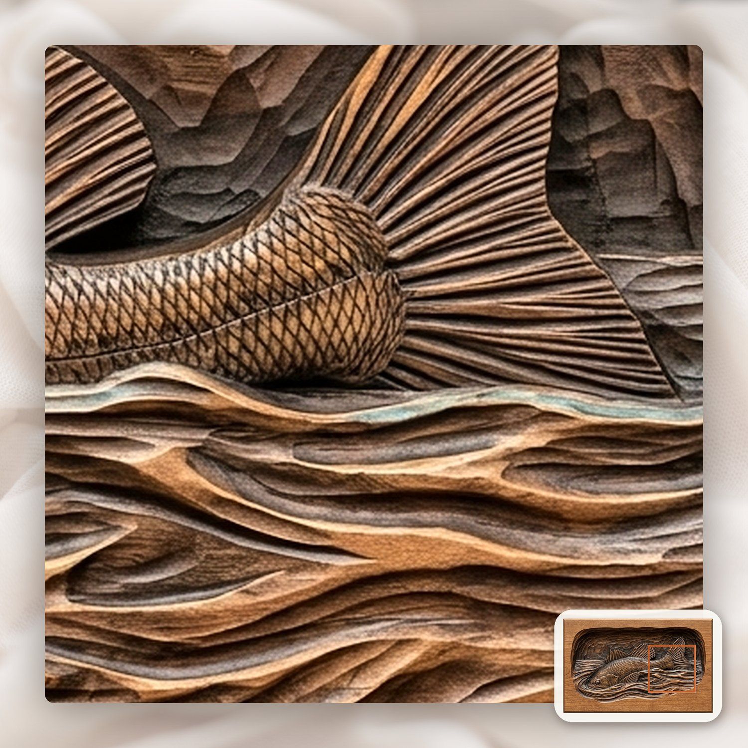 Largemouth Bass Fishing Scene CNC Relief STL bas-relief STL — view 11