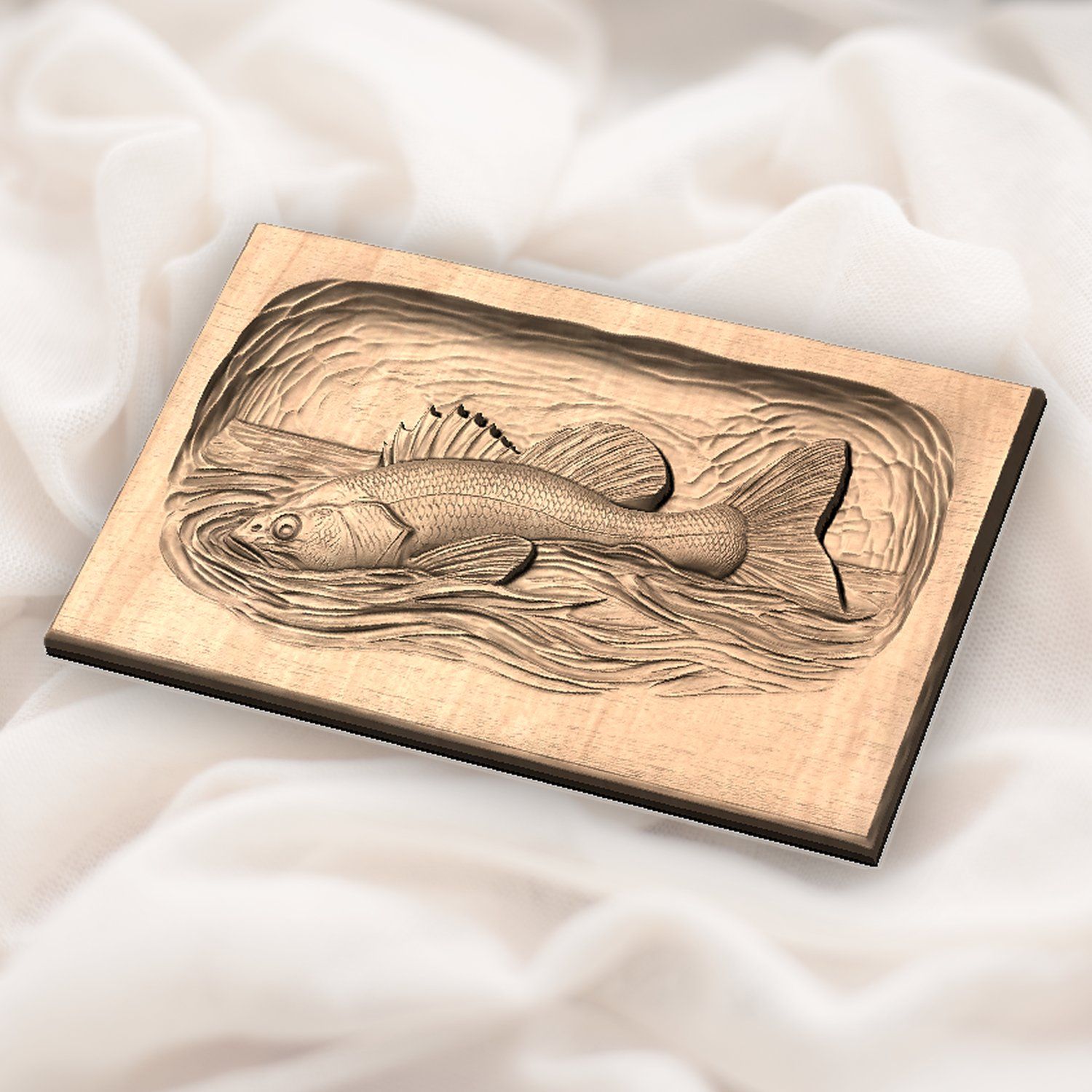 Largemouth Bass Fishing Scene CNC Relief STL bas-relief STL — view 5