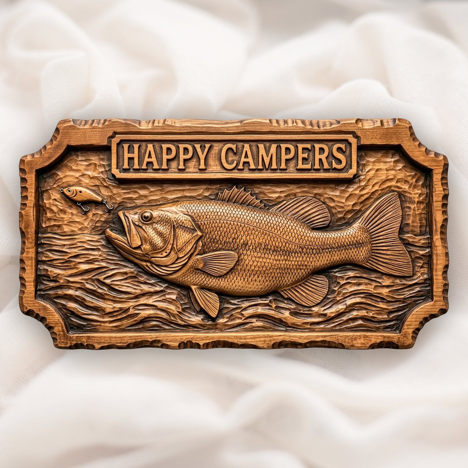 Largemouth Bass Fishing Sign CNC Relief STL bas-relief STL design