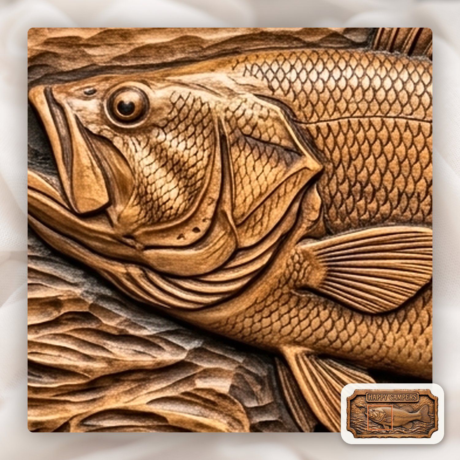 Largemouth Bass Fishing Sign CNC Relief STL bas-relief STL — view 11