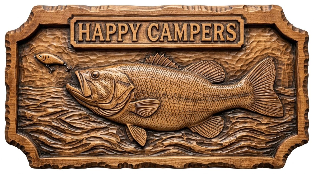 Largemouth Bass Fishing Sign CNC Relief STL bas-relief STL — view 2
