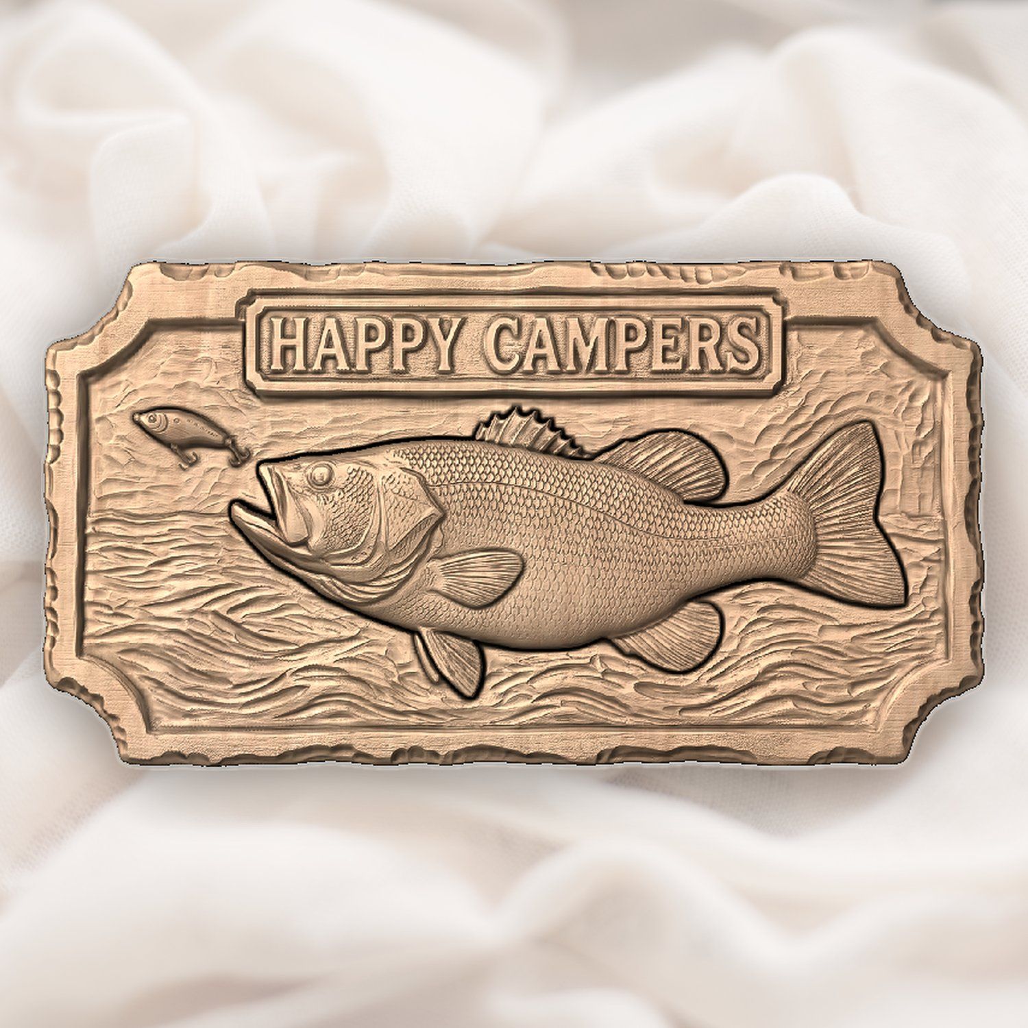 Largemouth Bass Fishing Sign CNC Relief STL bas-relief STL — view 3