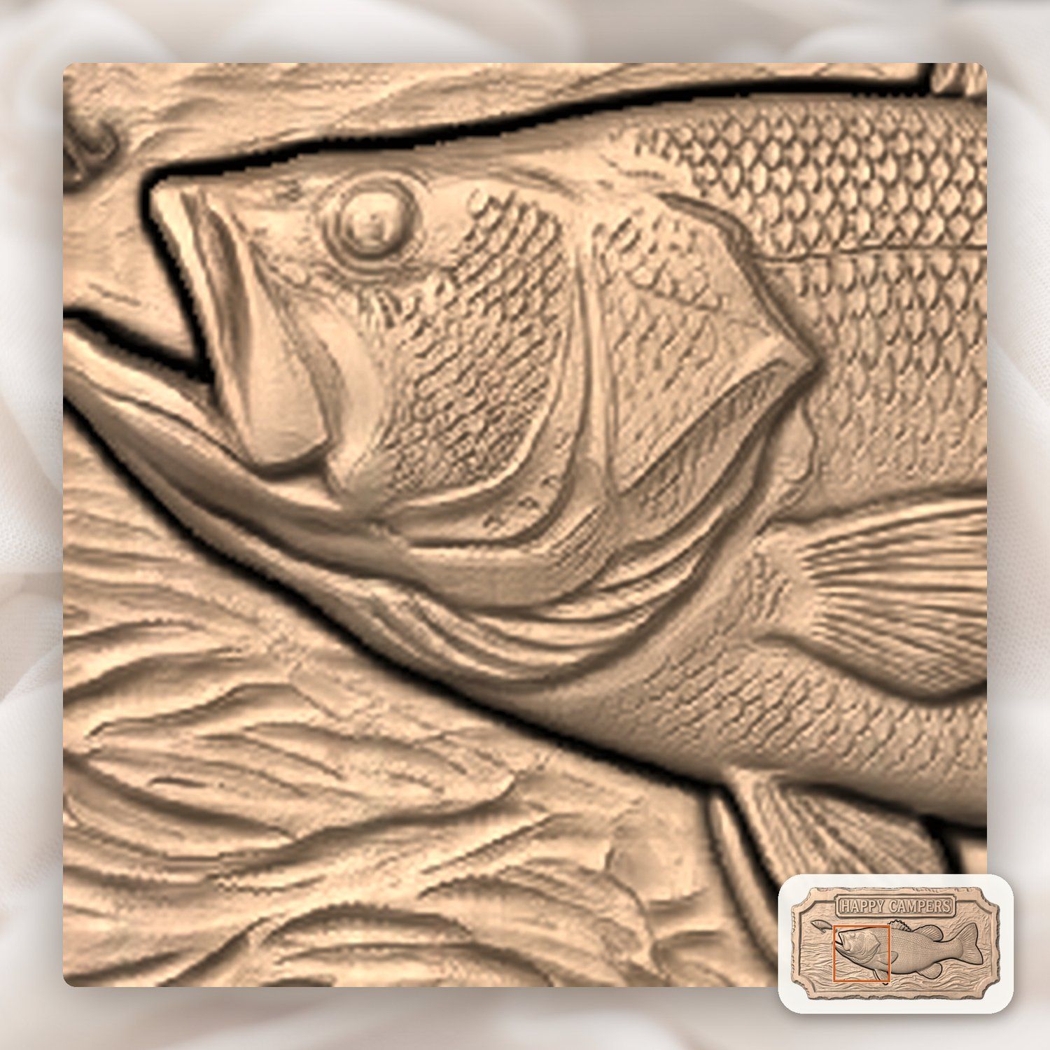Largemouth Bass Fishing Sign CNC Relief STL bas-relief STL — view 7