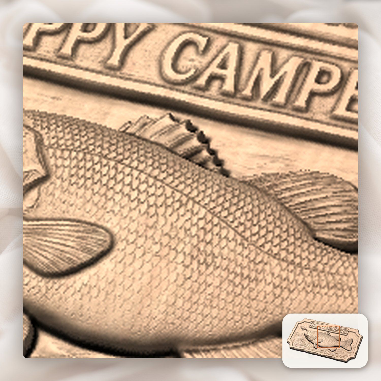 Largemouth Bass Fishing Sign CNC Relief STL bas-relief STL — view 8