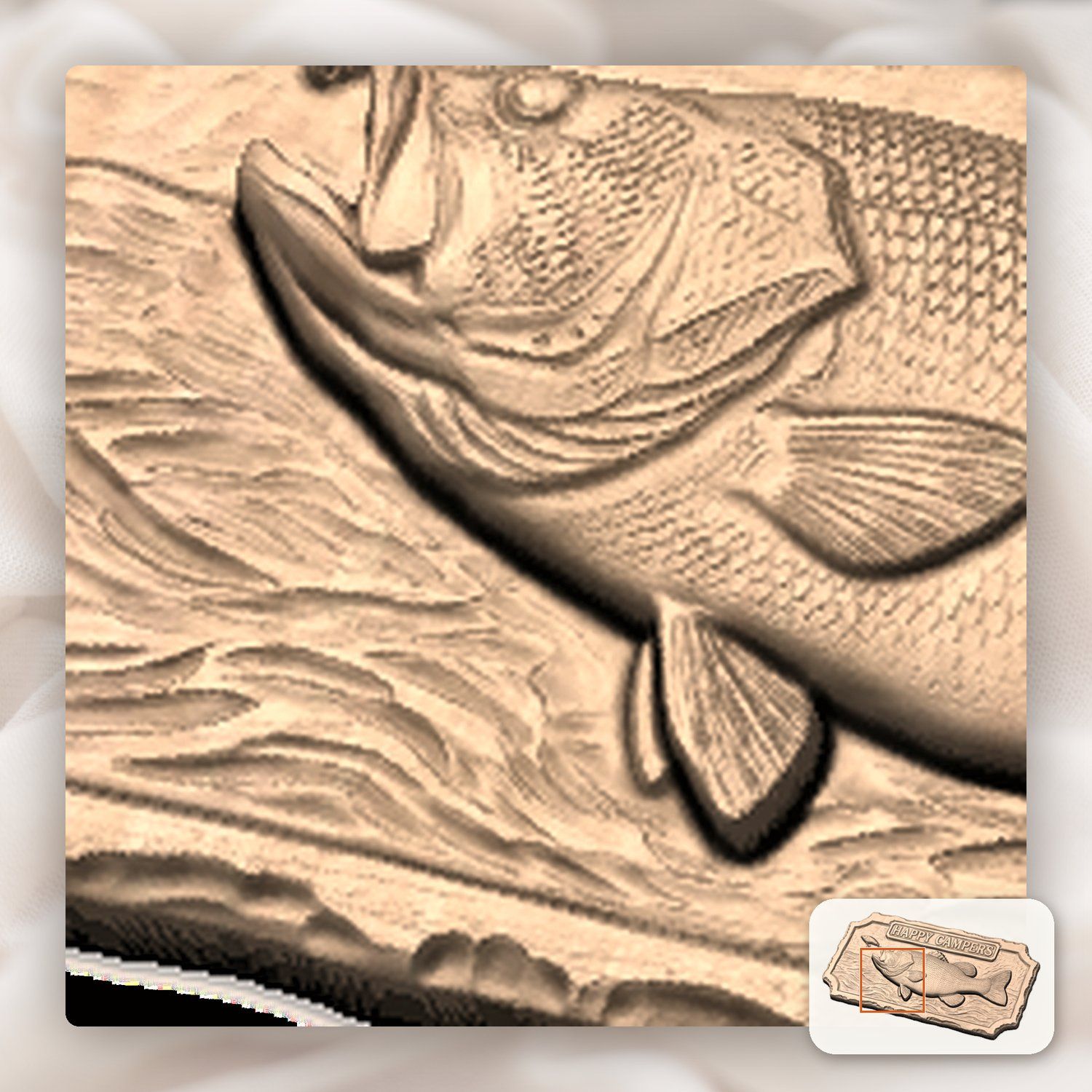 Largemouth Bass Fishing Sign CNC Relief STL bas-relief STL — view 9