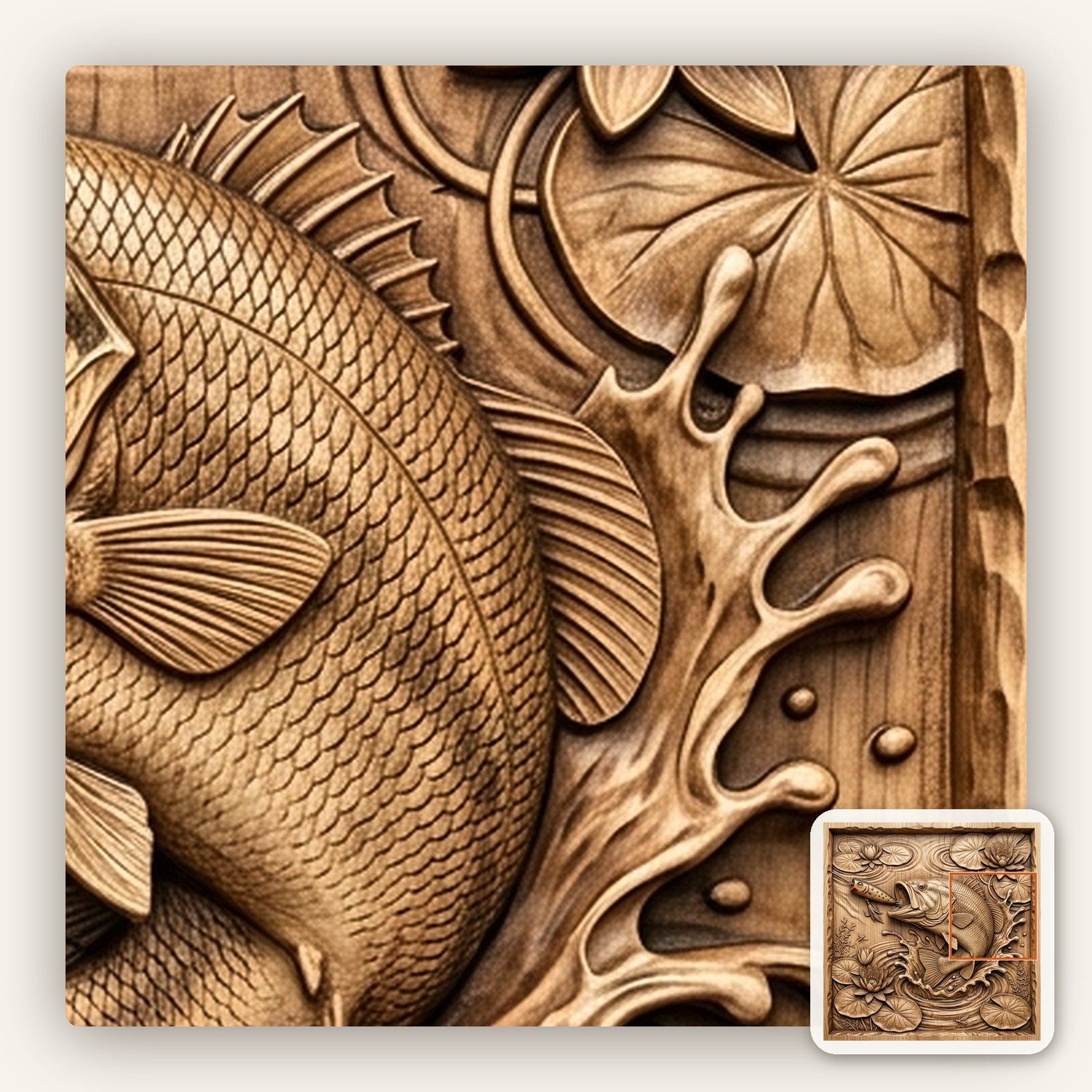 Largemouth Bass Fishing Strike CNC Relief STL bas-relief STL — view 13