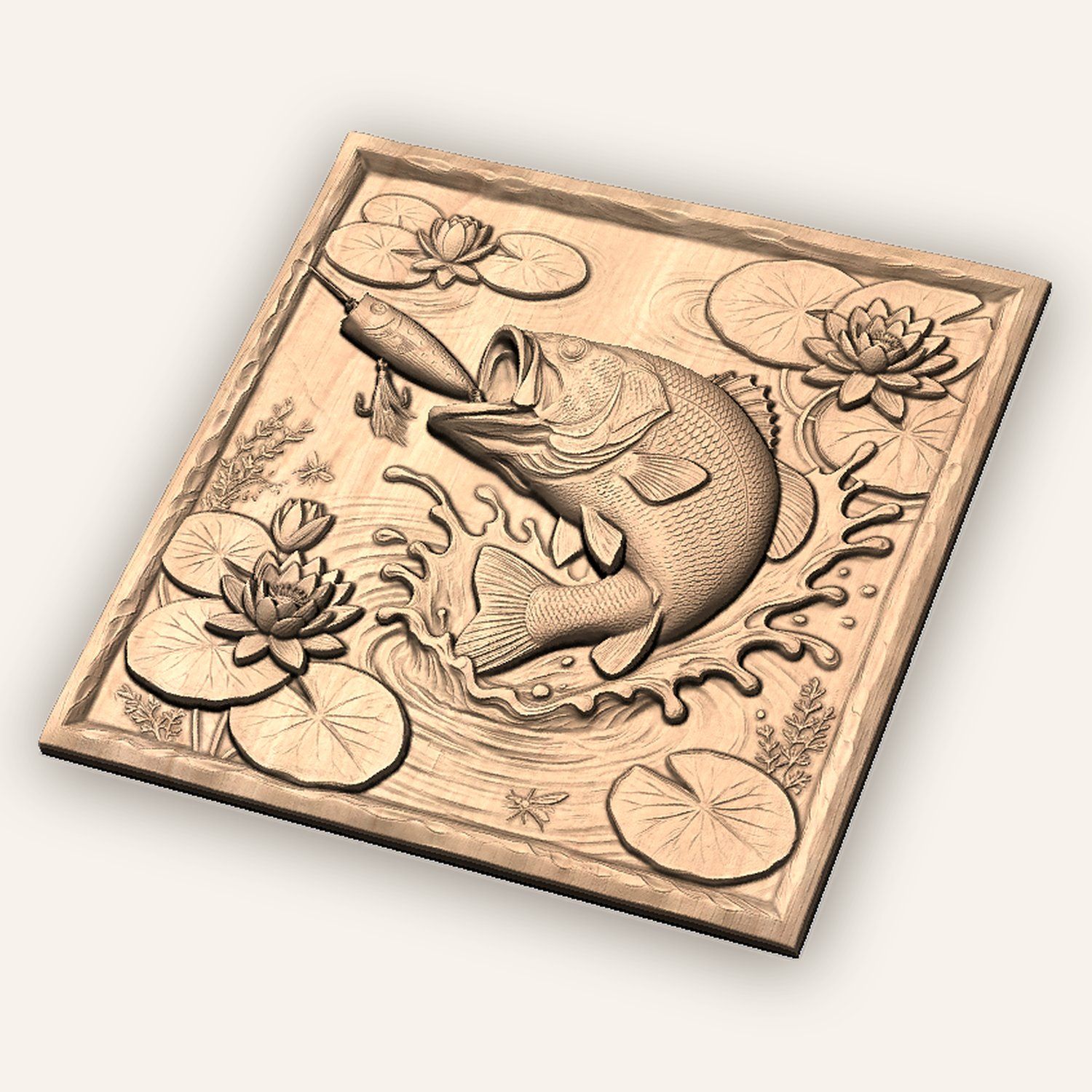 Largemouth Bass Fishing Strike CNC Relief STL bas-relief STL — view 5