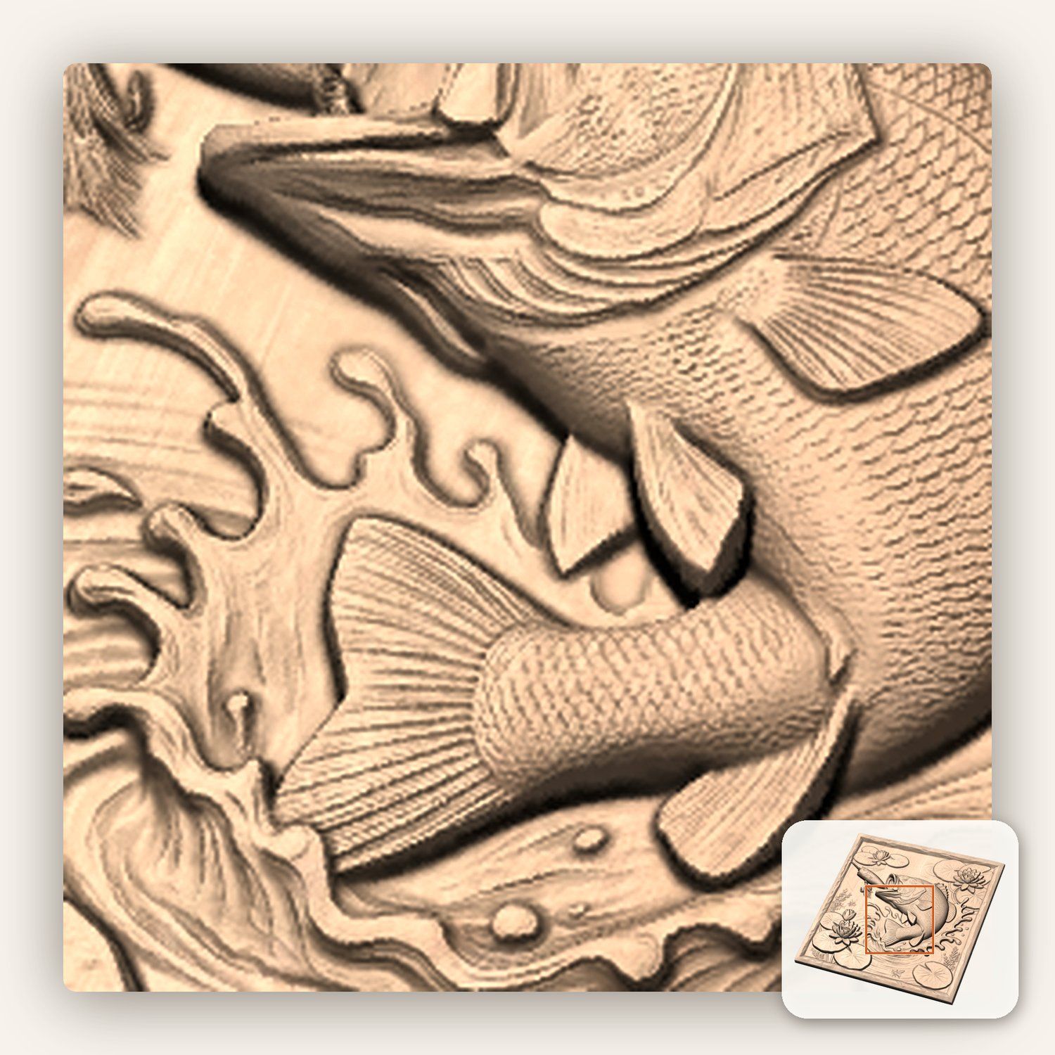 Largemouth Bass Fishing Strike CNC Relief STL bas-relief STL — view 9