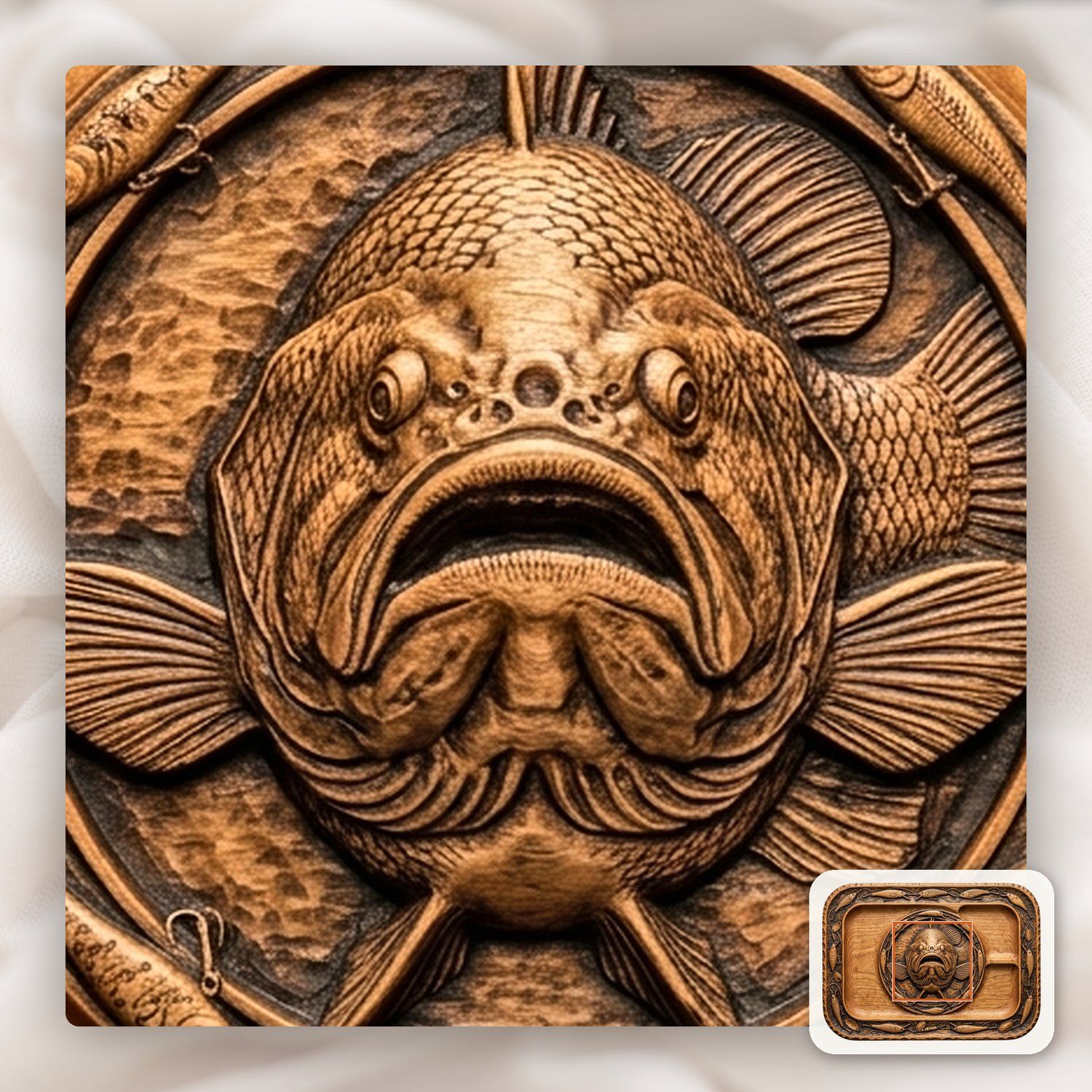 Largemouth Bass Fishing Tray CNC Relief STL bas-relief STL — view 11