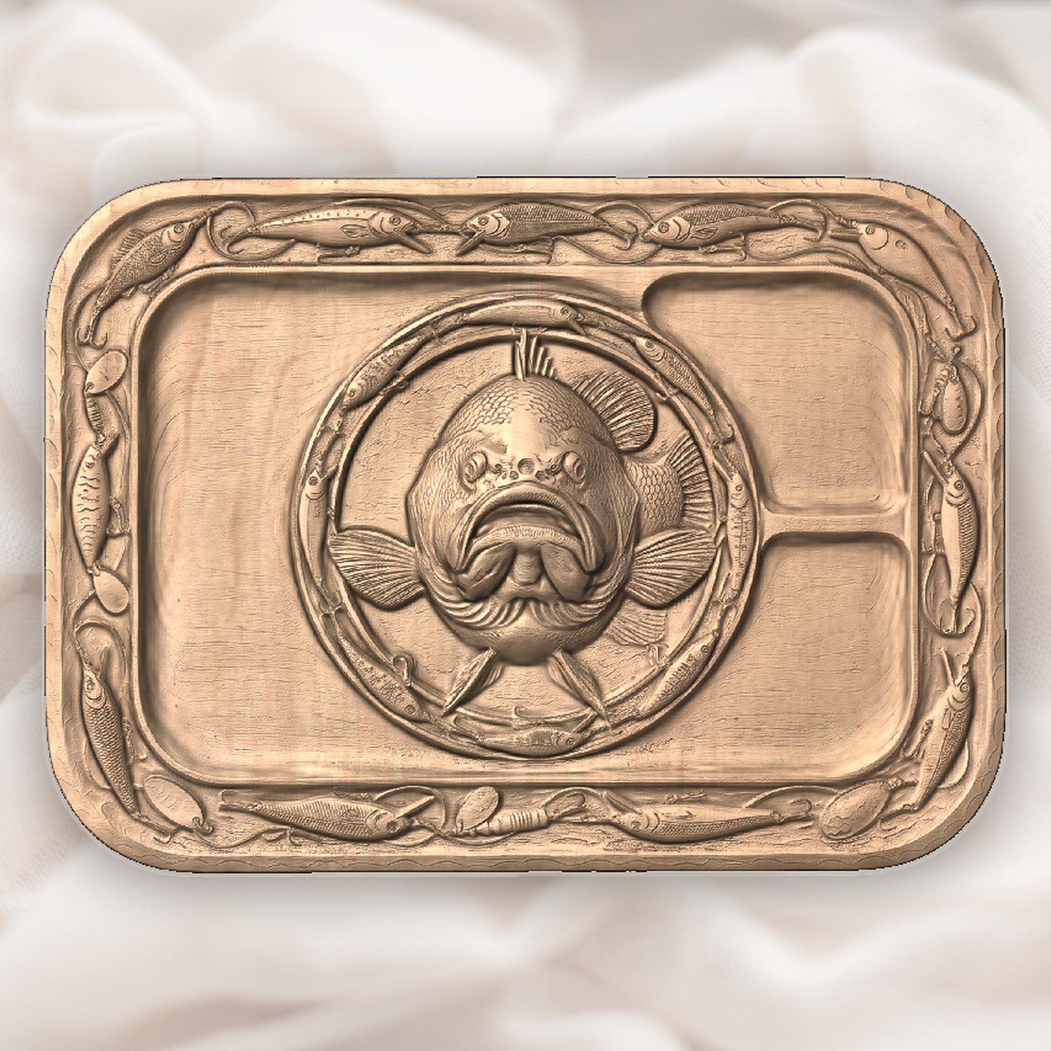 Largemouth Bass Fishing Tray CNC Relief STL bas-relief STL — view 4