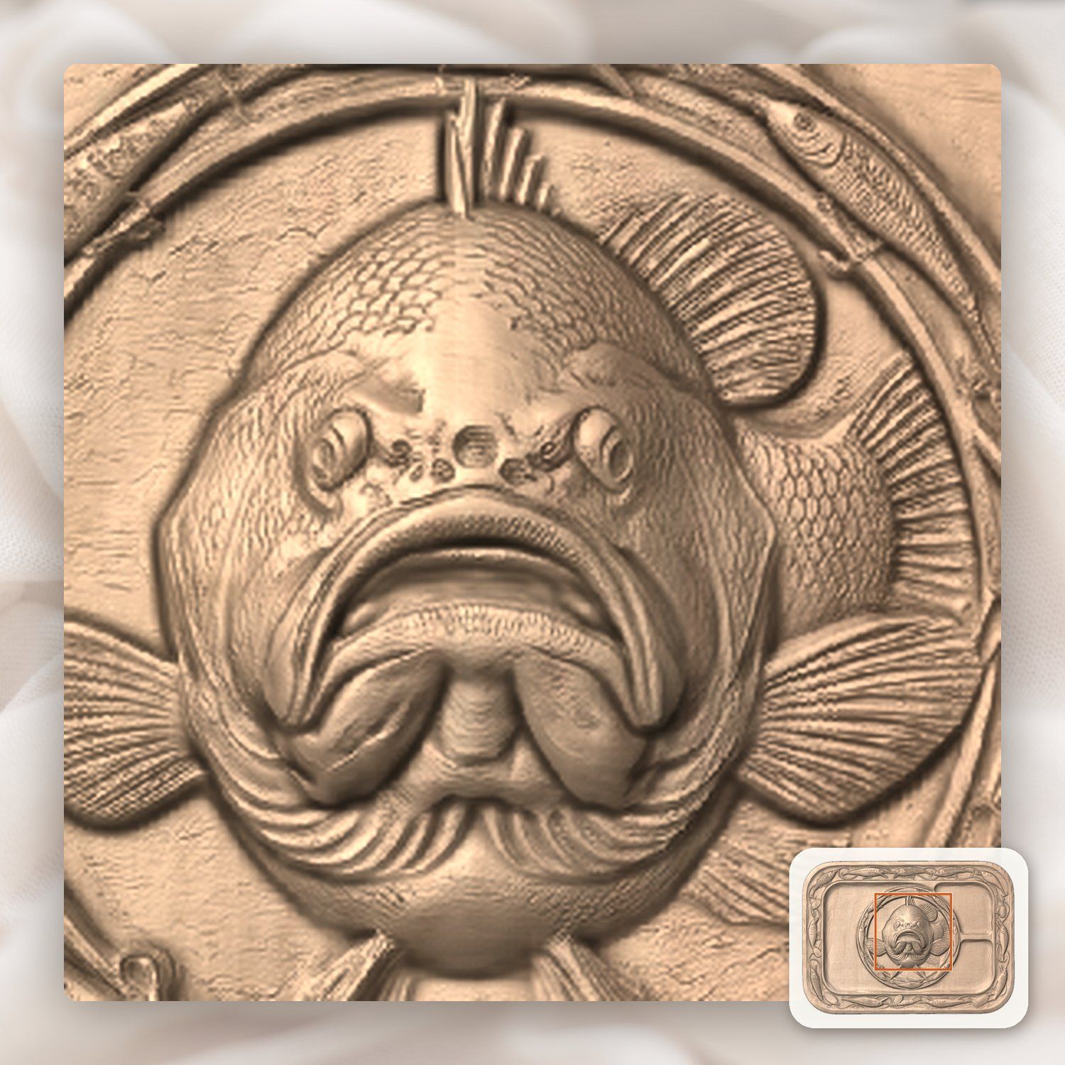 Largemouth Bass Fishing Tray CNC Relief STL bas-relief STL — view 7