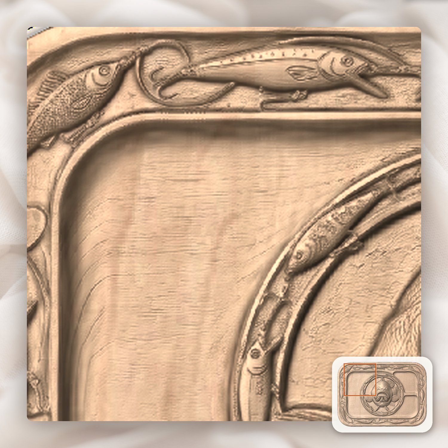 Largemouth Bass Fishing Tray CNC Relief STL bas-relief STL — view 8