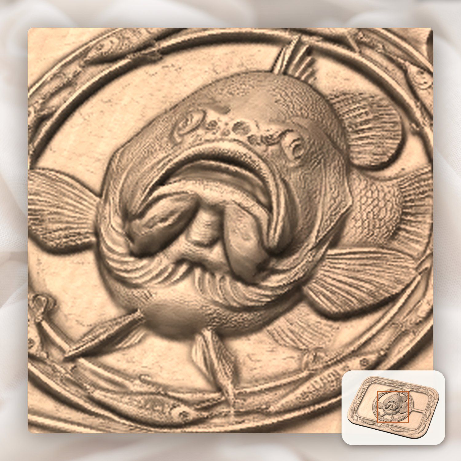 Largemouth Bass Fishing Tray CNC Relief STL bas-relief STL — view 9
