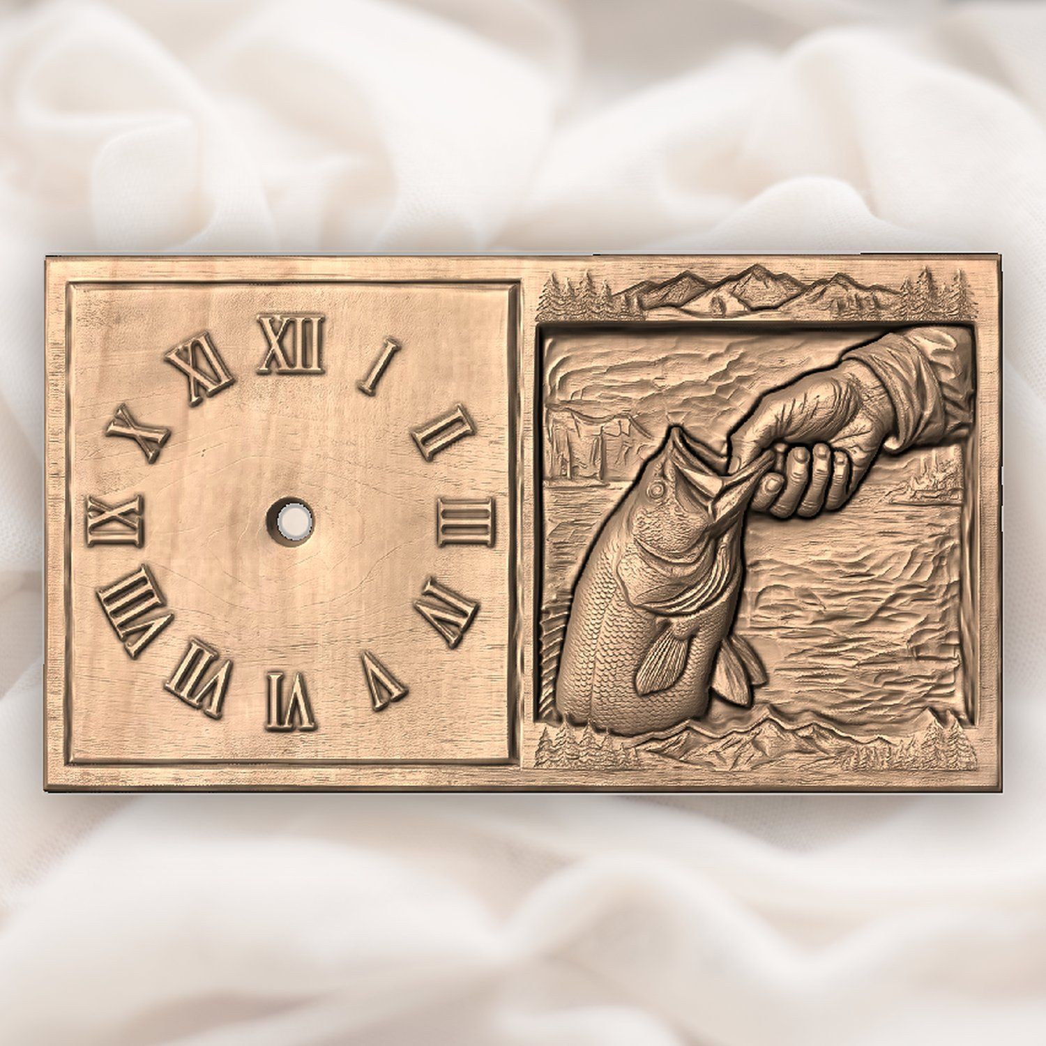 Largemouth Bass Fishing Wall Clock CNC Relief STL bas-relief STL — view 4