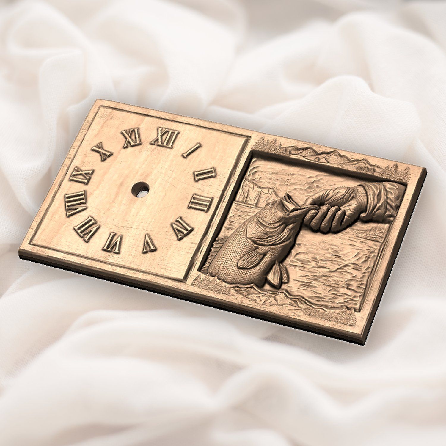 Largemouth Bass Fishing Wall Clock CNC Relief STL bas-relief STL — view 5