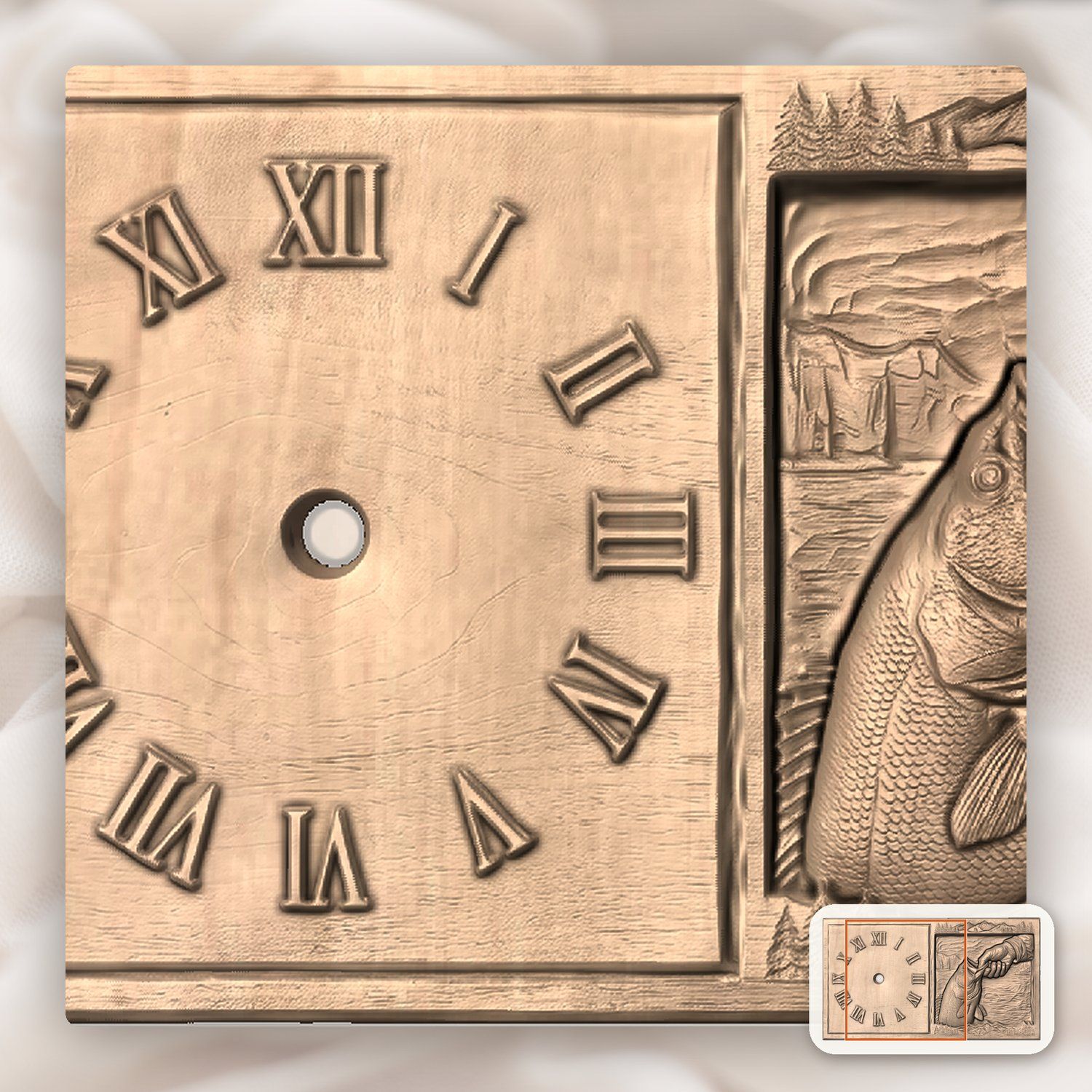 Largemouth Bass Fishing Wall Clock CNC Relief STL bas-relief STL — view 8