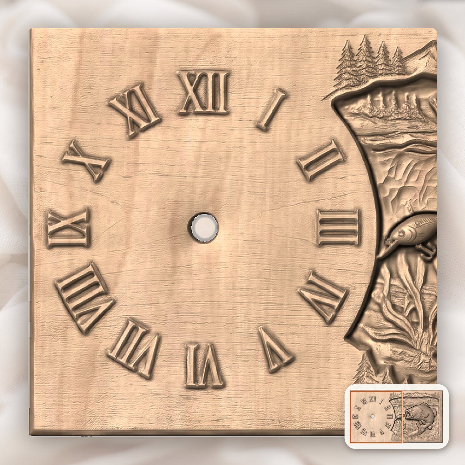 Largemouth Bass Fishing Wall Clock CNC Relief STL bas-relief STL — view 9