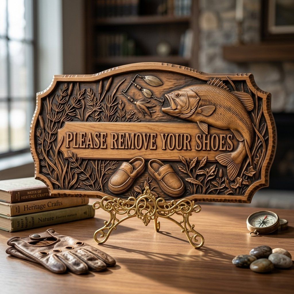 Largemouth Bass Fishing Welcome Sign CNC Relief STL bas-relief STL — view 14