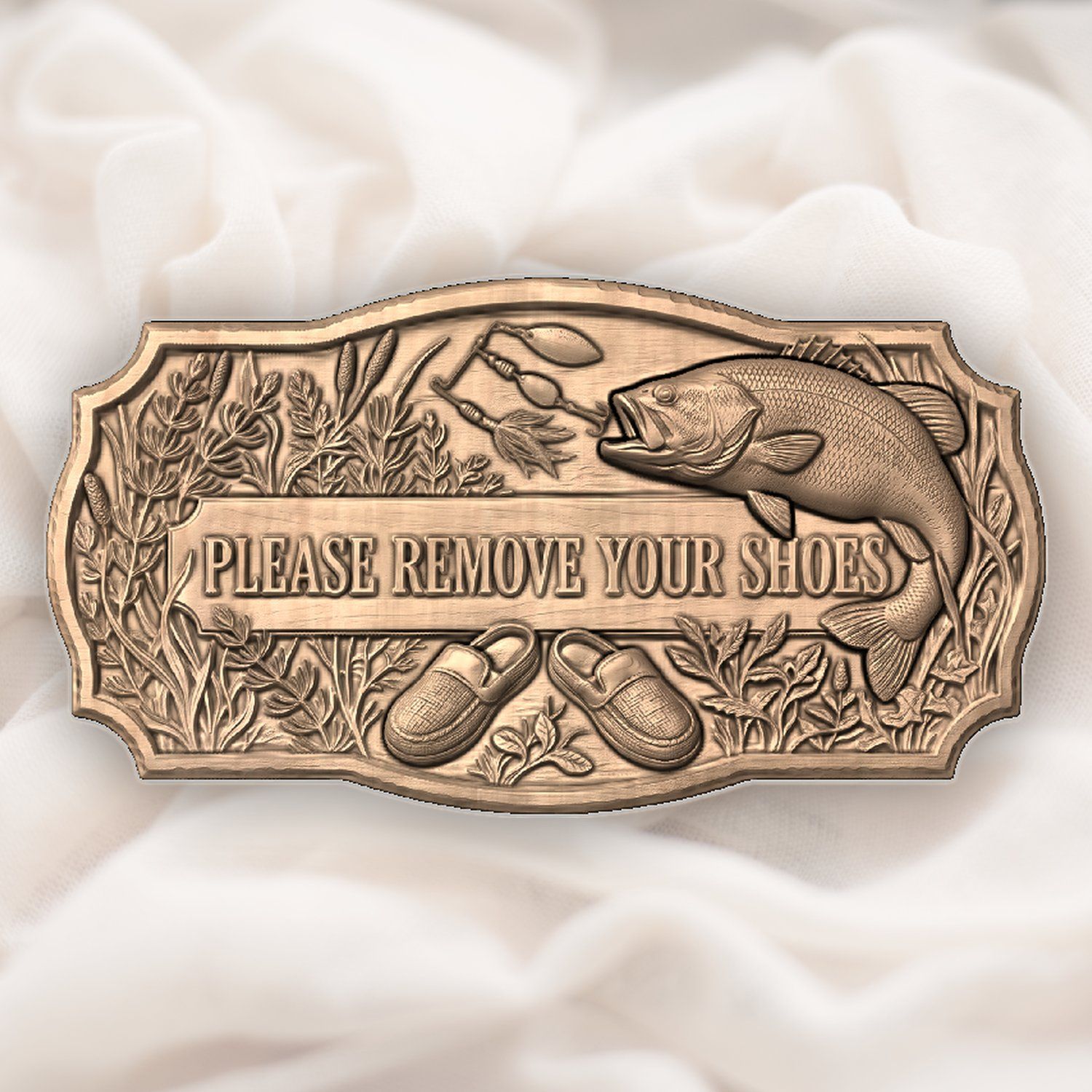 Largemouth Bass Fishing Welcome Sign CNC Relief STL bas-relief STL — view 4