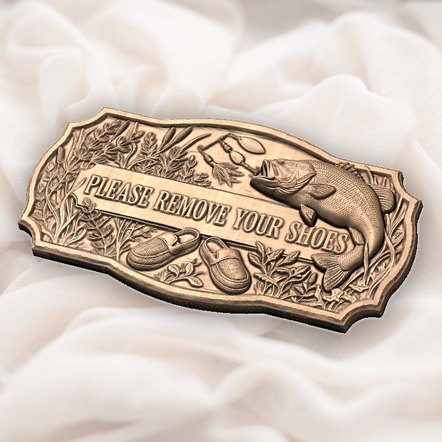 Largemouth Bass Fishing Welcome Sign CNC Relief STL bas-relief STL — view 5