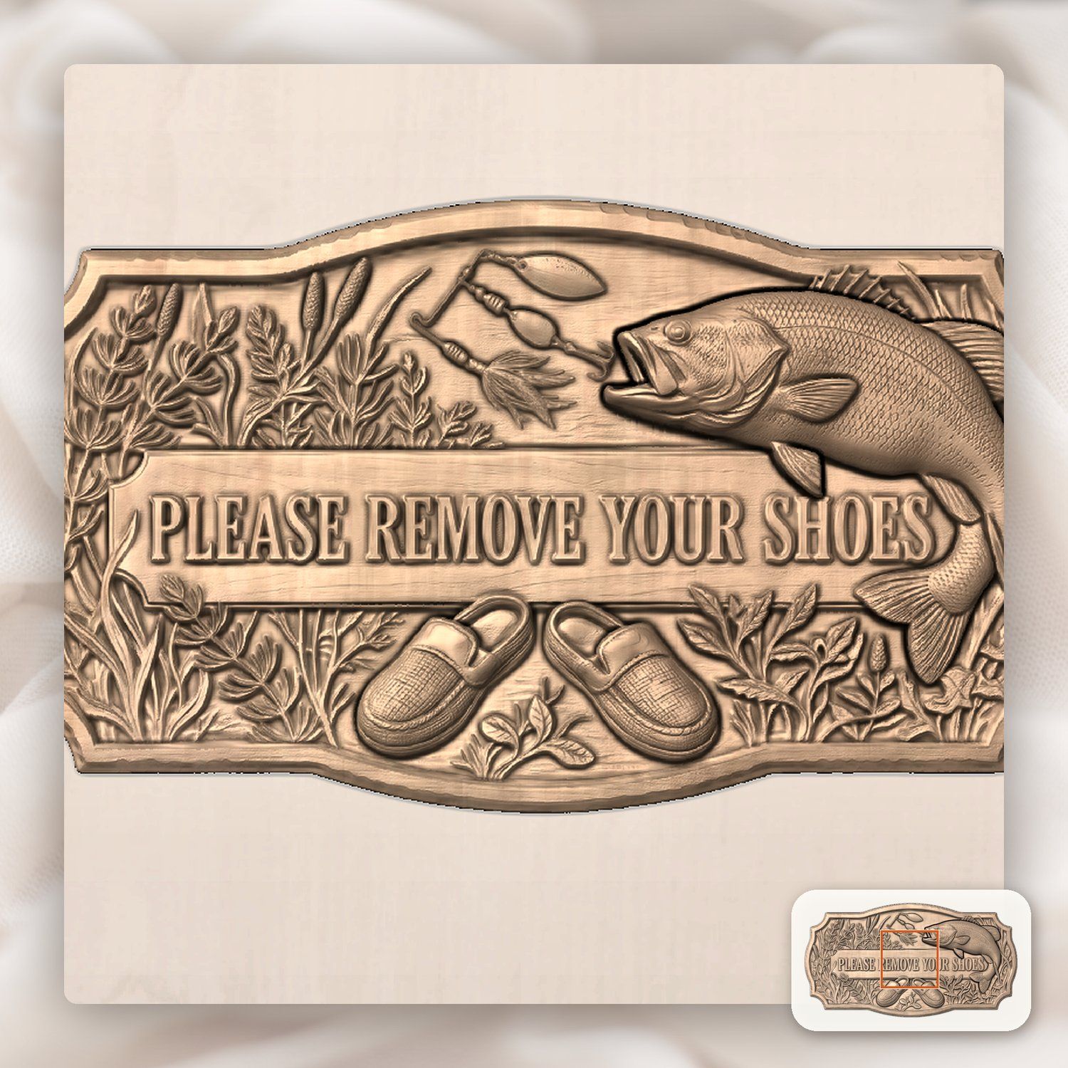 Largemouth Bass Fishing Welcome Sign CNC Relief STL bas-relief STL — view 6