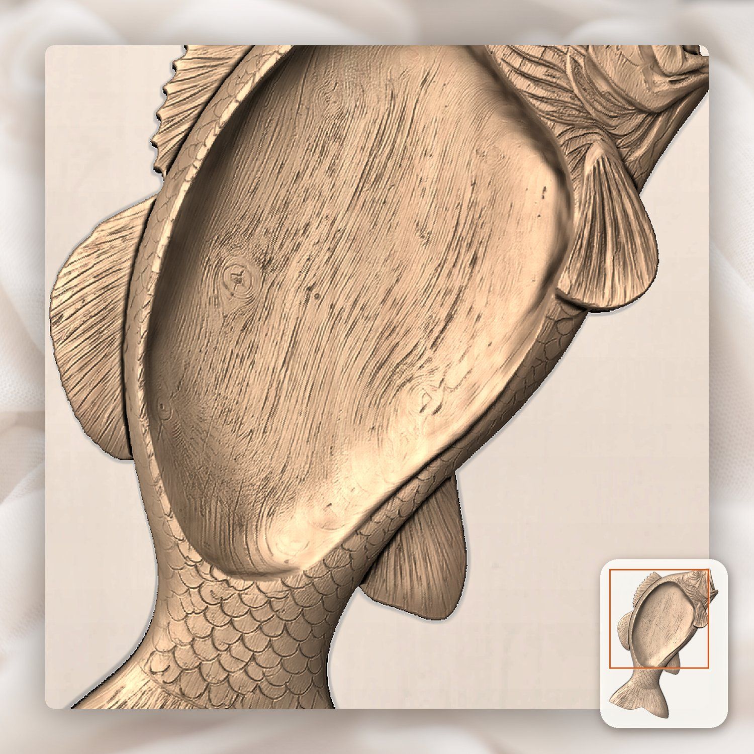 Largemouth Bass Trophy Fish Platter CNC Relief STL bas-relief STL — view 9