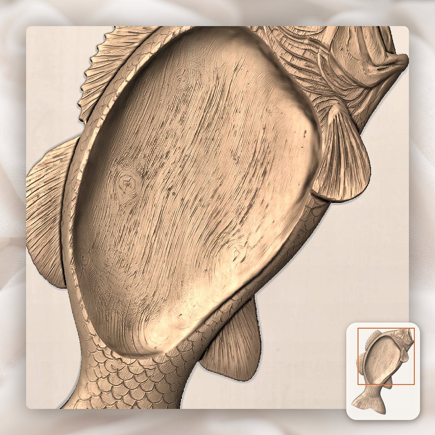 Largemouth Bass Trophy Fish Platter CNC Relief STL bas-relief STL — view 10