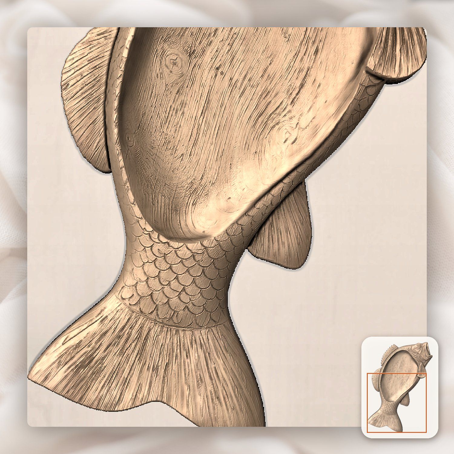 Largemouth Bass Trophy Fish Platter CNC Relief STL bas-relief STL — view 11