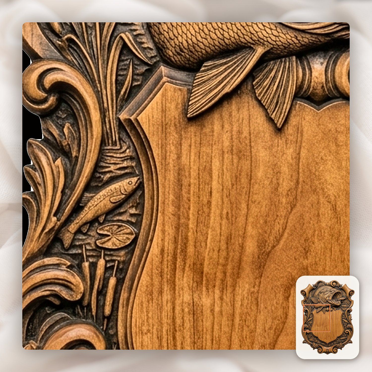 Largemouth Bass Trophy Shield CNC Relief STL bas-relief STL — view 11