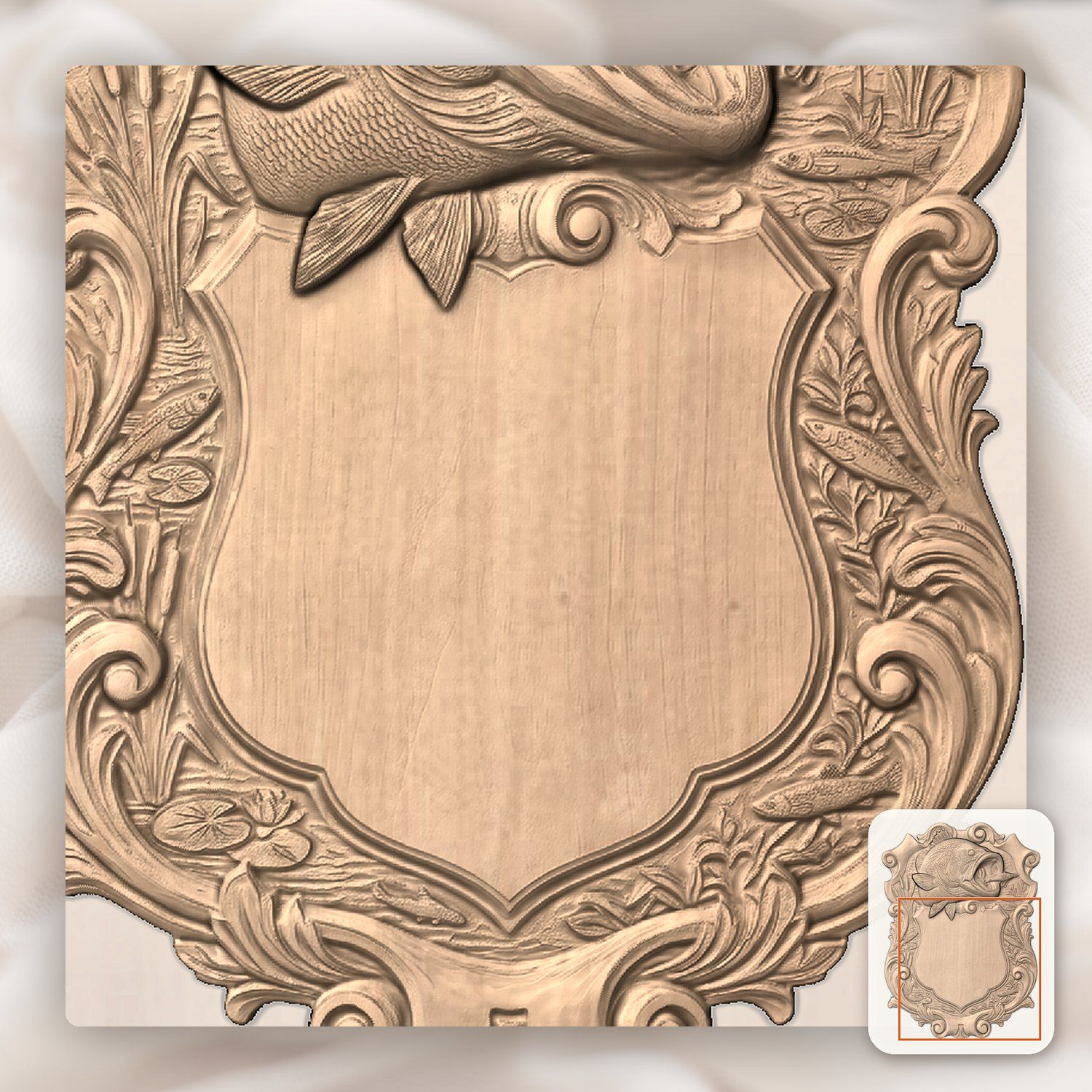 Largemouth Bass Trophy Shield CNC Relief STL bas-relief STL — view 9