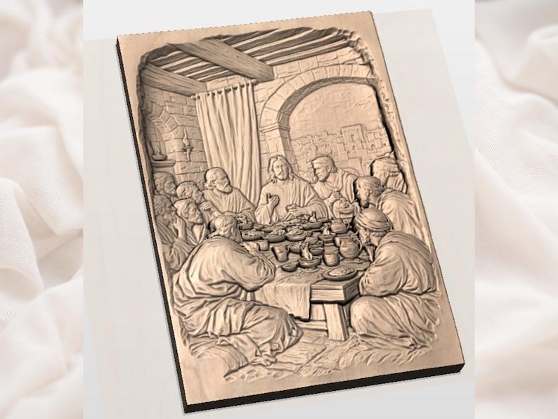 Last Supper Bas-Relief STL: Jesus and the Twelve at the Table bas-relief STL — view 2