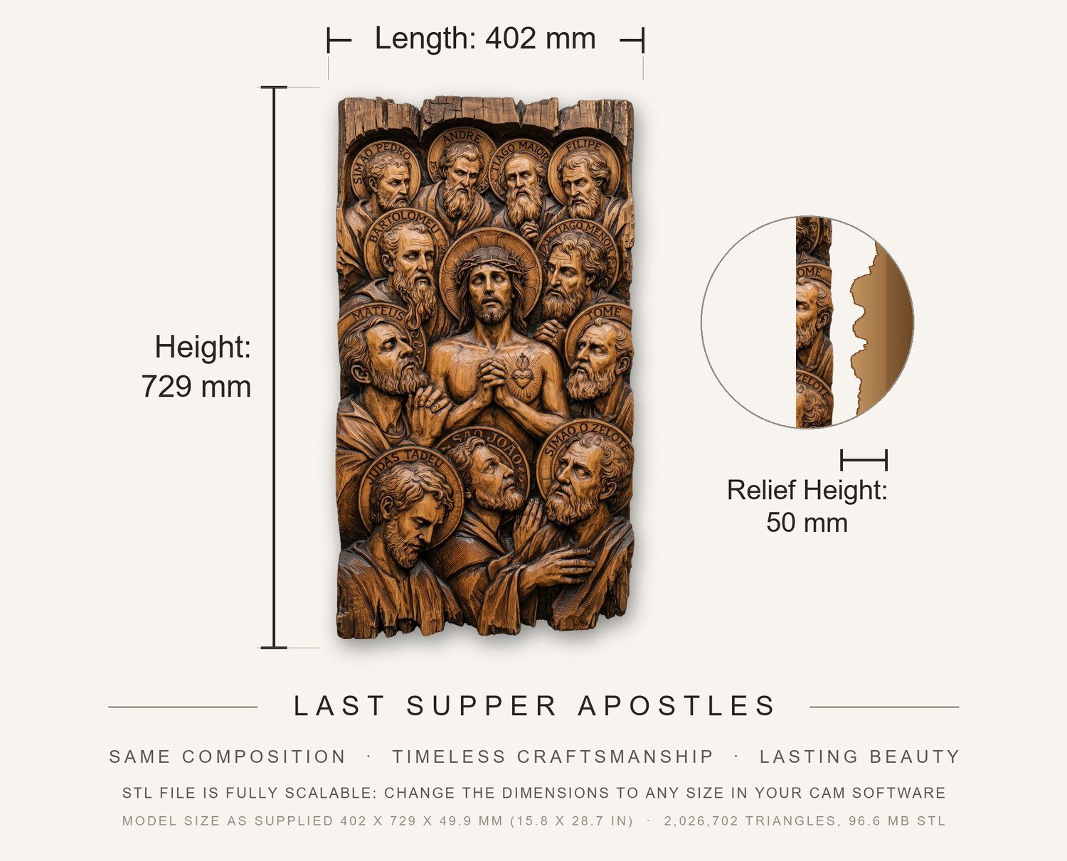 Last Supper Apostles CNC Relief STL bas-relief STL — view 3
