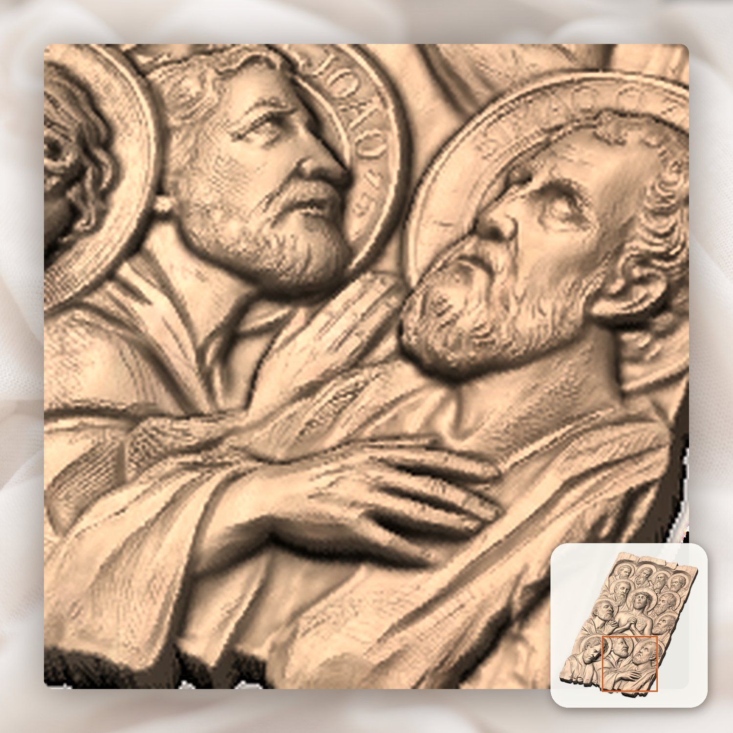 Last Supper Apostles CNC Relief STL bas-relief STL — view 10