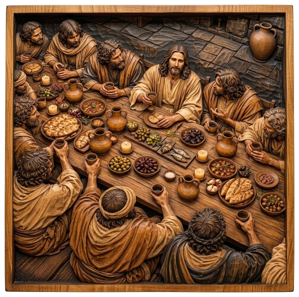 Last Supper Jesus CNC Relief STL bas-relief STL — view 4