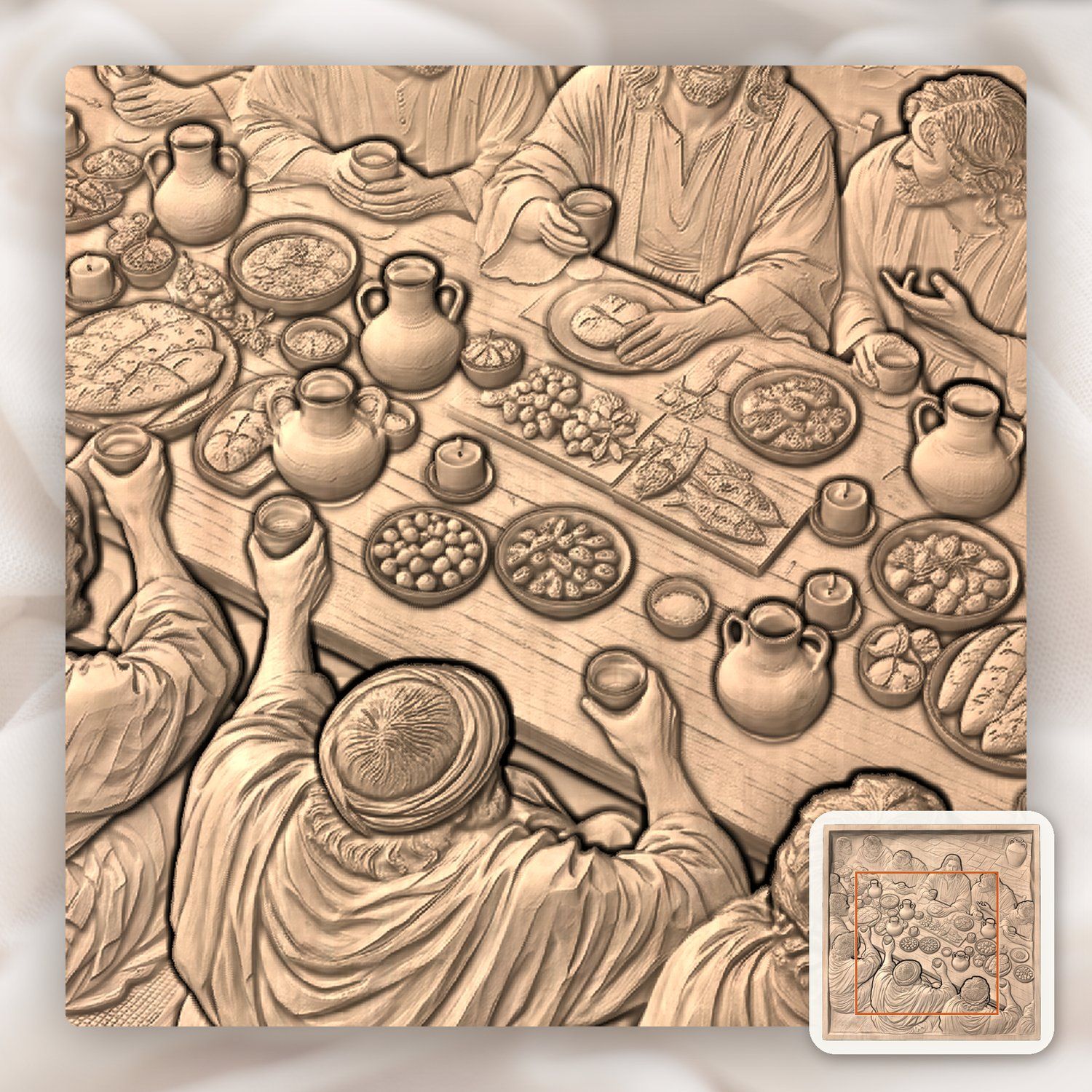 Last Supper Jesus CNC Relief STL bas-relief STL — view 7
