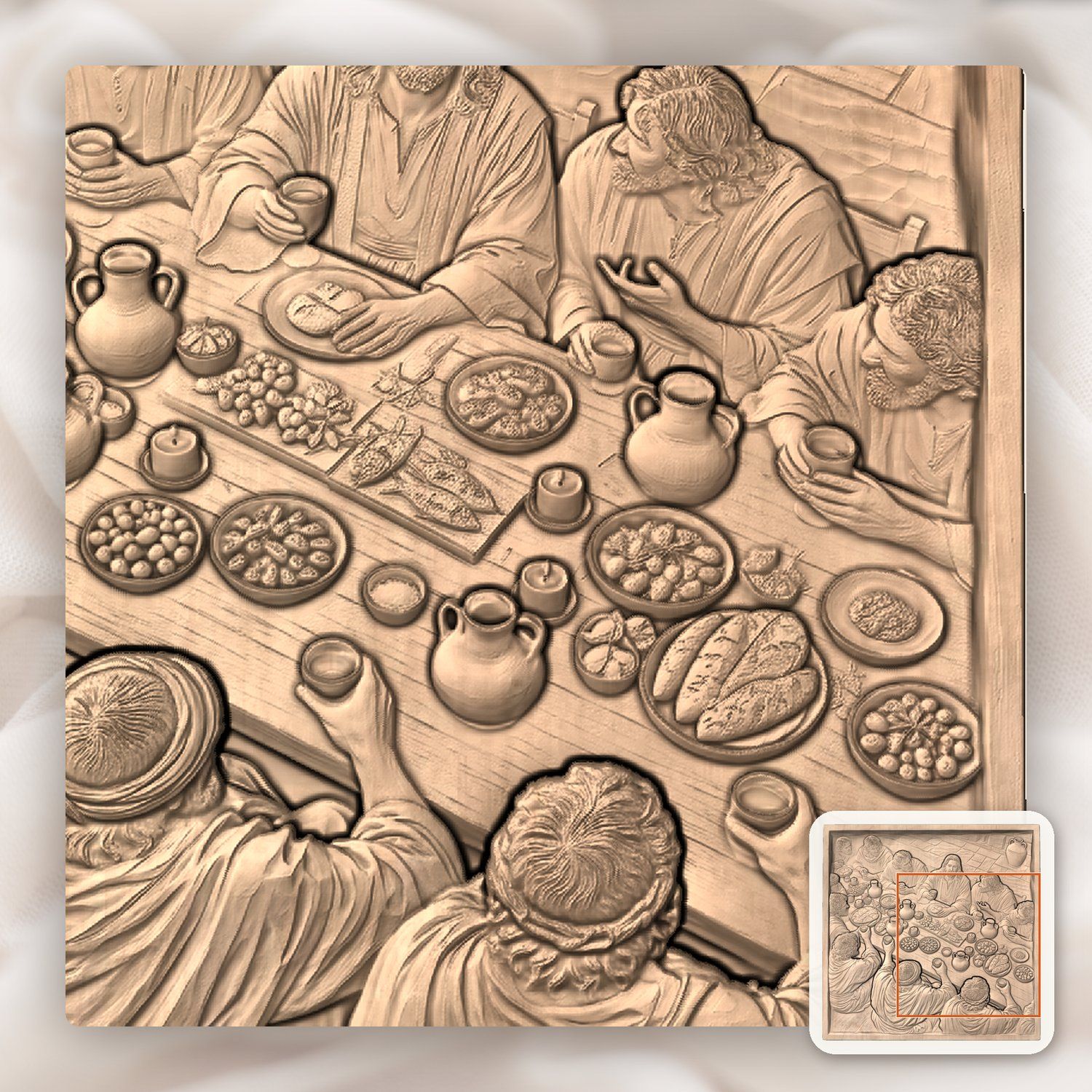Last Supper Jesus CNC Relief STL bas-relief STL — view 9
