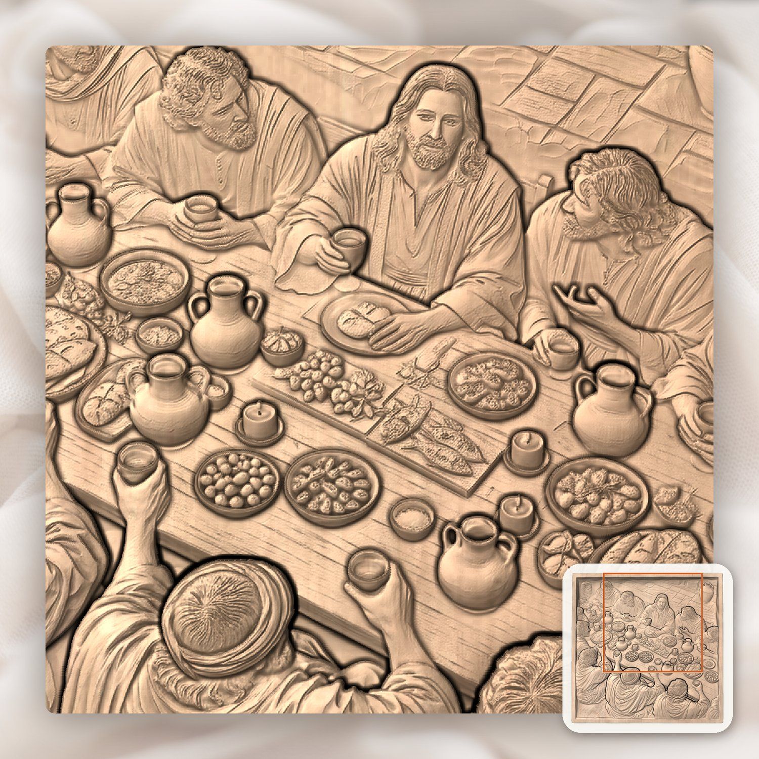 Last Supper Jesus CNC Relief STL bas-relief STL — view 10