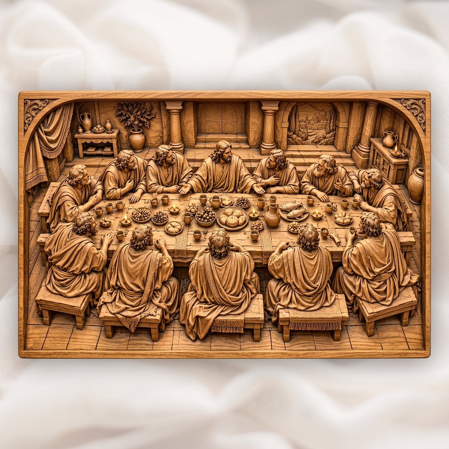 Last Supper Jesus CNC Relief STL | Religious Christian Wall Art Panel | Sacred Biblical Scene Decor — carved bas relief STL file for CNC