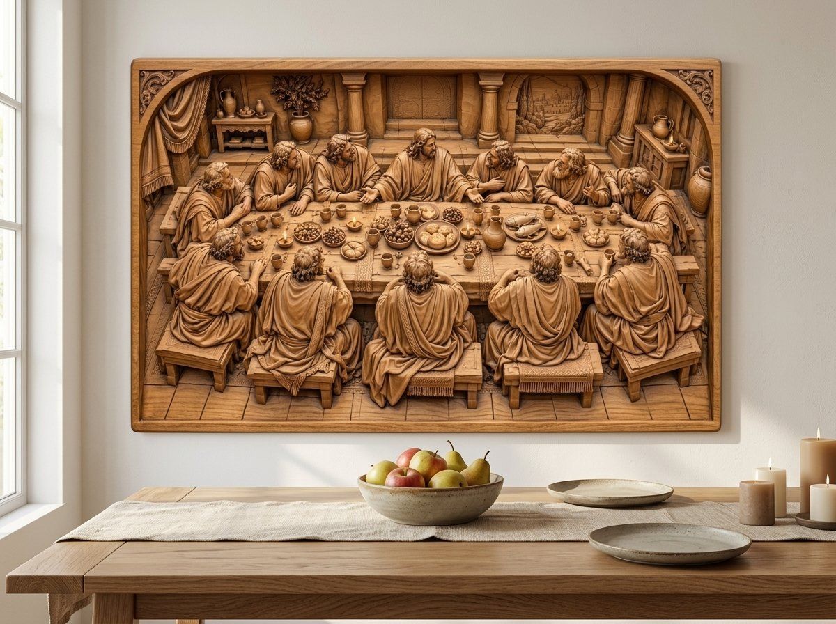 Last Supper Jesus CNC Relief STL bas-relief STL — view 13