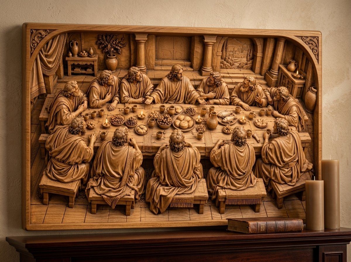 Last Supper Jesus CNC Relief STL bas-relief STL — view 14