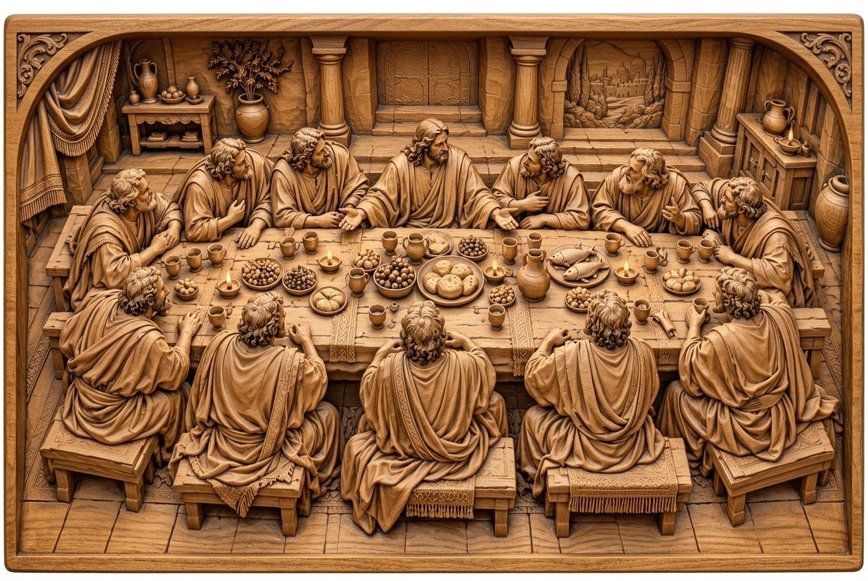 Last Supper Jesus CNC Relief STL bas-relief STL — view 4